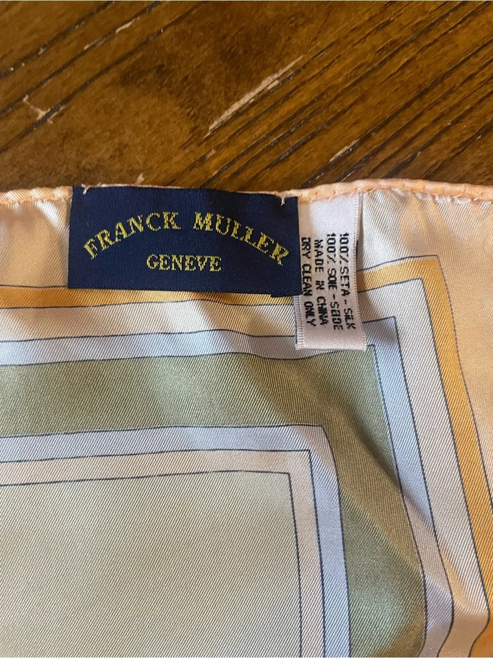 Franck Muller Silk Graphic Scarf in Cream and Yellow